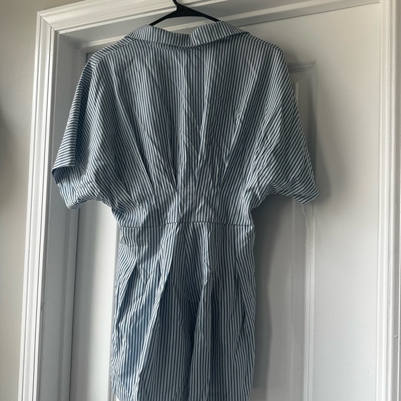 Blue striped dress w buttons - Picture 2 of 4